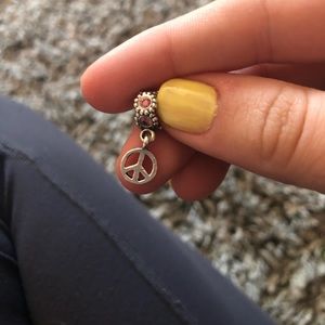 Pink studded peace sign pandora charm